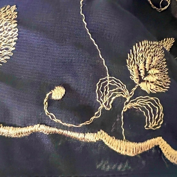 VINTAGE express navy skirt with tan embroidery sz 7/8 - Picture 4 of 7